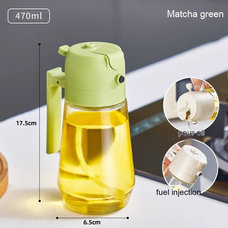 Versatile Olive Oil Sprayer Dispenser, 470ml Clear Glass Oil & Vinegar Spray Bottle for Cooking, Grilling, Baking — 4 Colors, 1 or 2 Pack