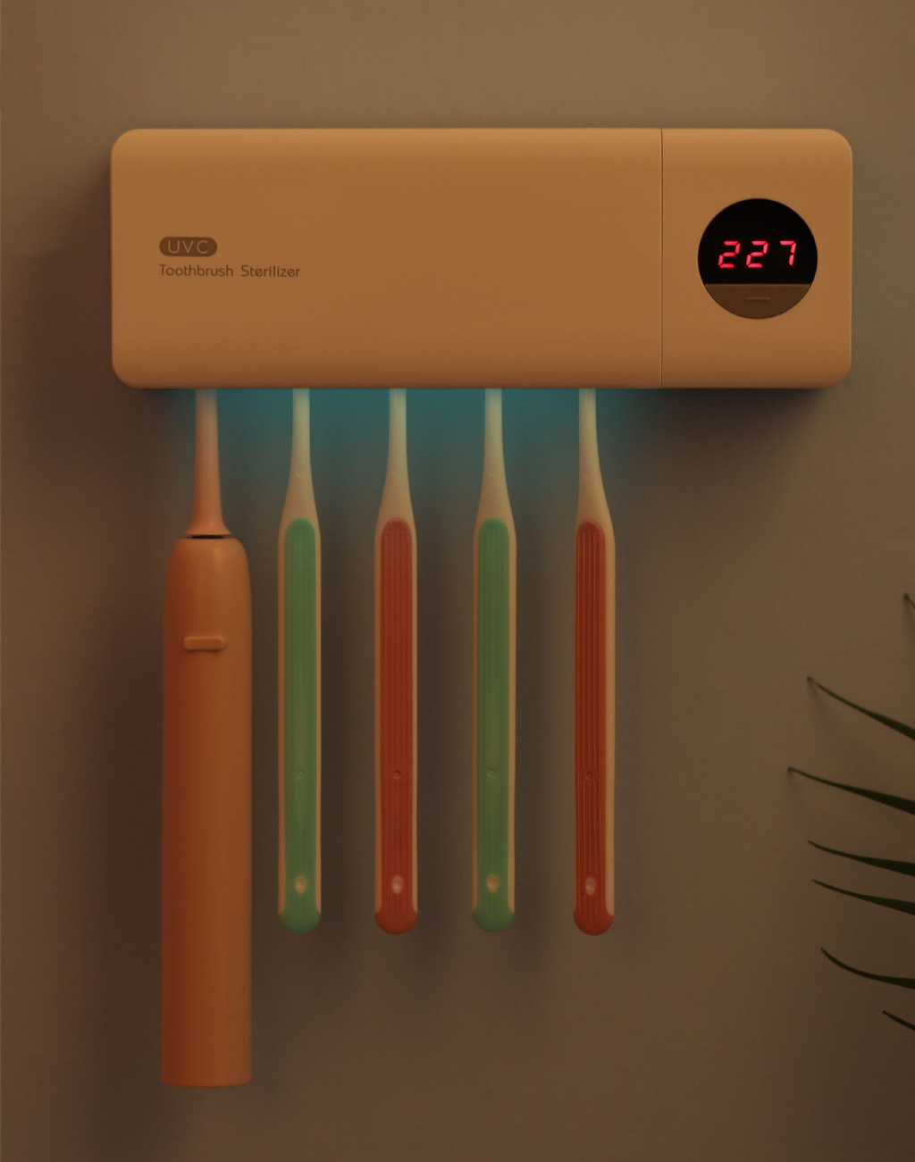 UV Toothbrush Sterilizer Rack, Wall-Mounted Toothbrush Holder with UV Sterilization & USB Charging — White / Pink / Green