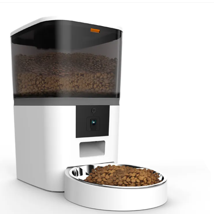 Automatic Pet Feeder with Camera, 6L WiFi Smart Cat & Dog Feeder with App Control, HD Video & 2-Way Audio — 4L/6L, Black/White Options
