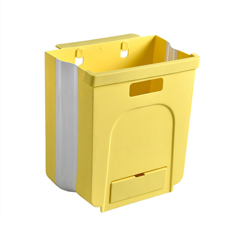 Large Wall-Mounted Folding Trash Can, 6L Foldable Hanging Garbage Bin for Cabinet Door, Space-Saving Collapsible Waste Can for Kitchen, Car — 4 Colors