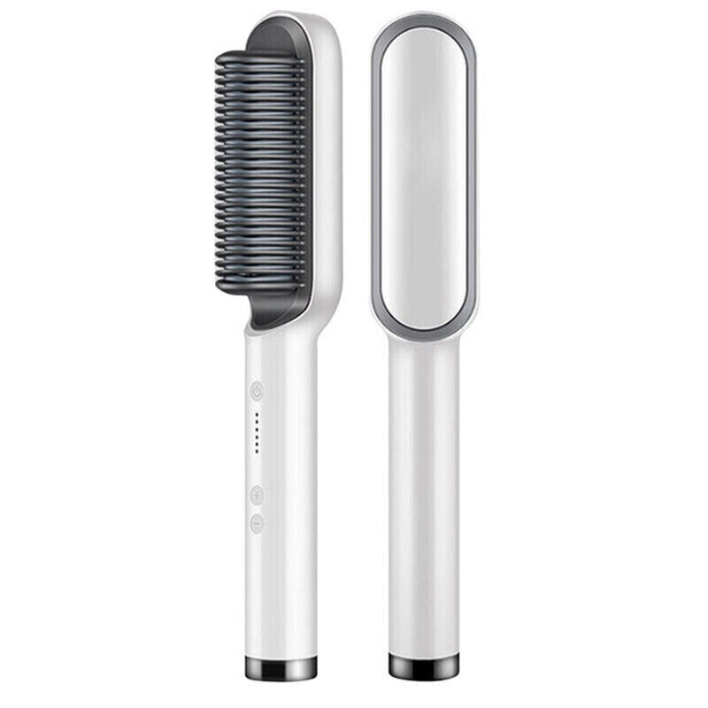 Hair Straightener Brush, 2-in-1 Straightening & Curling Hot Comb with Ceramic PTC Heating, 5 Adjustable Heat Settings & Anti-Scald Design — 4 Colors