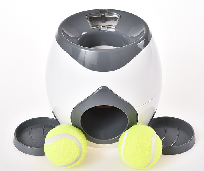 Dog Ball Launcher & Treat Dispenser, 2-in-1 Interactive Spring-Loaded Tennis Ball Fetch & Reward Toy for Dogs — 3 Colors