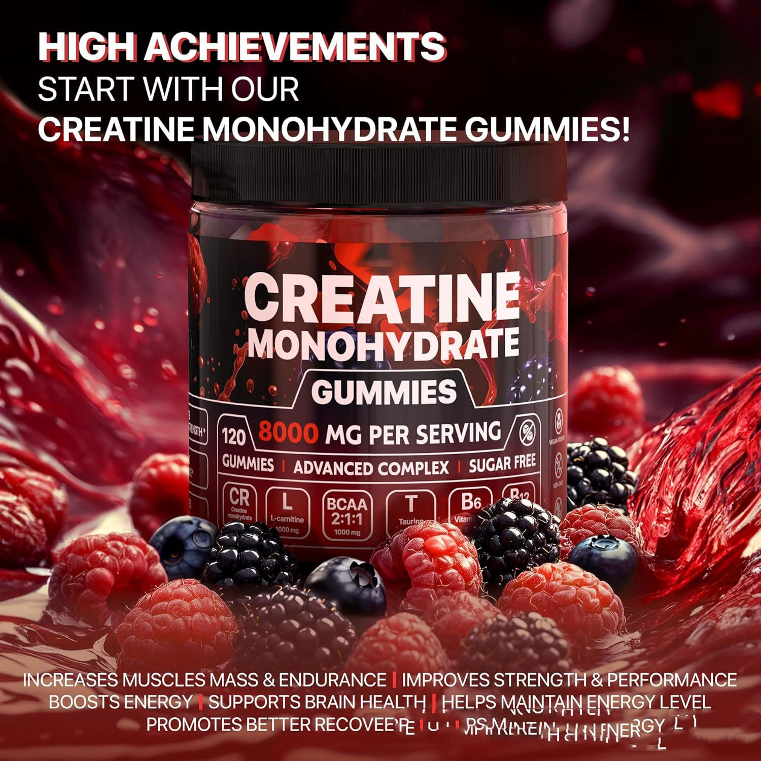 Muscle Boost Gummies with Creatine, Chewable Creatine Gummies Designed to Support Energy, Endurance & Muscle Recovery — 120 Count