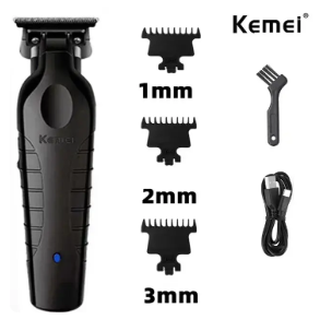 Kemei KM-2299 Cordless Detail Hair Trimmer, Rechargeable Electric Hair Trimmer for Men with Titanium Alloy Blade — Black