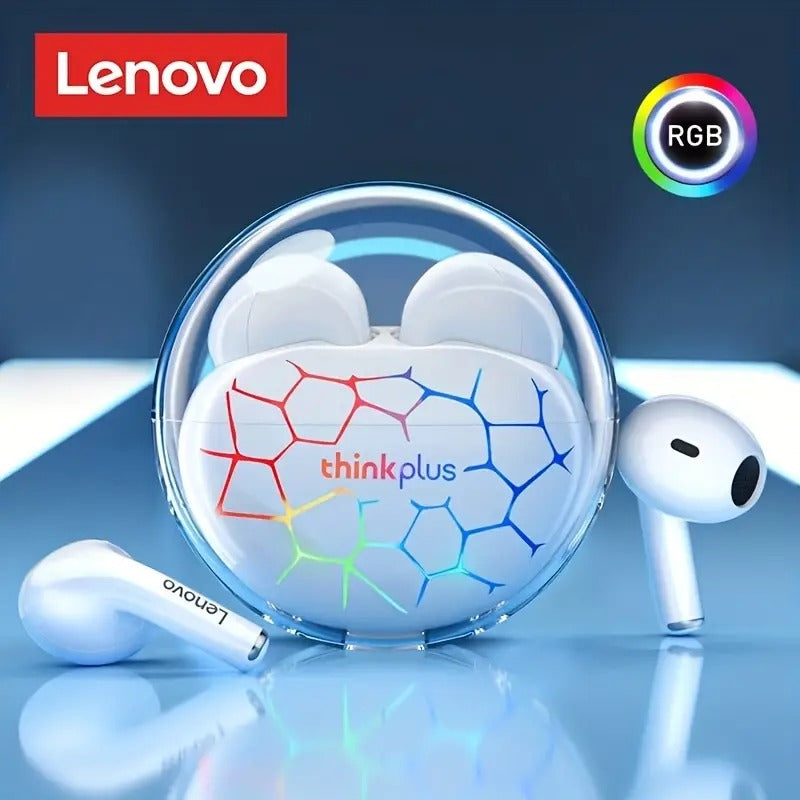 Lenovo LP80 Pro RGB Wireless Gaming Earbuds, Bluetooth 5.3 TWS Semi-In-Ear Open-Fit Headphones with Low Latency & Built-In Mic — Black