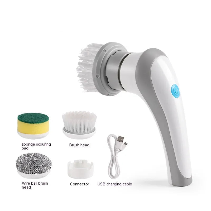 Electric Spin Scrubber, 4-in-1 Cordless Handheld Cleaning Brush with 360° Rotation & 4 Interchangeable Heads — Multipurpose