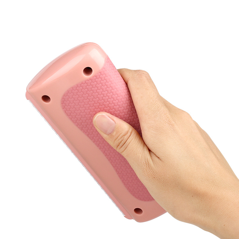 Pet Deshedding Comb, Palm-Grip Undercoat Comb with a Double Staggered Row of Fine Teeth for Dogs and Cats — Black or Pink