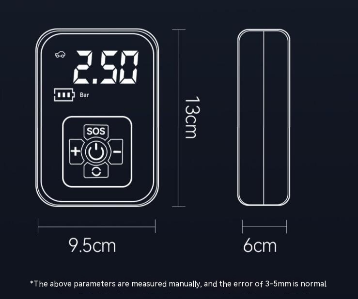 Car Wireless Portable Tire Inflator, 100W 7.4V USB Rechargeable Air Pump with Digital Display & Auto Shut-Off