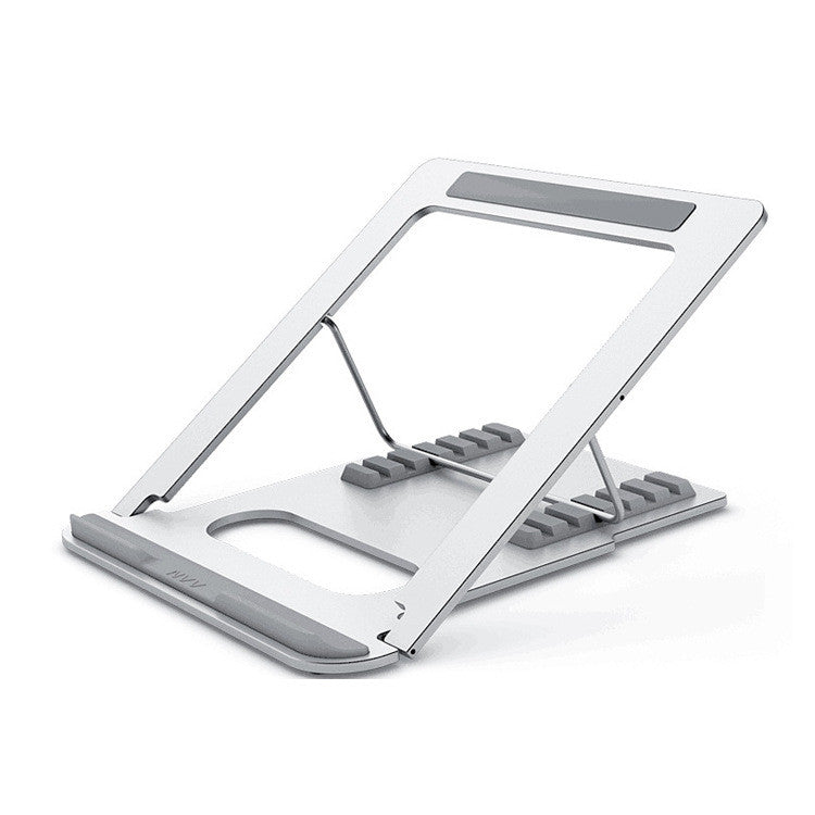 Adjustable Laptop Stand with Cooling Bracket, Aluminum Alloy & Silicone Ergonomic Riser, 243x217mm Pad, Portable — Silver / Black