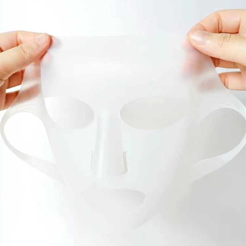 3D Silicone Ear Hanging Face Mask, Reusable Waterproof Cover for Sheet & Mud Masks, Trimmable Ear Loops — 28x22cm / 29x22cm, White / Pink