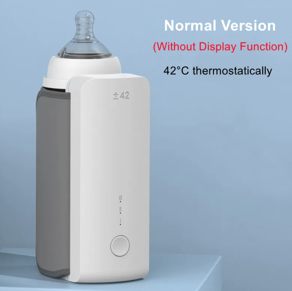 Portable Wireless Baby Bottle Warmer, USB Rechargeable Travel Milk Warmer with 42°C Constant or 37-55°C Adjustable Heating & Insulation Sleeve