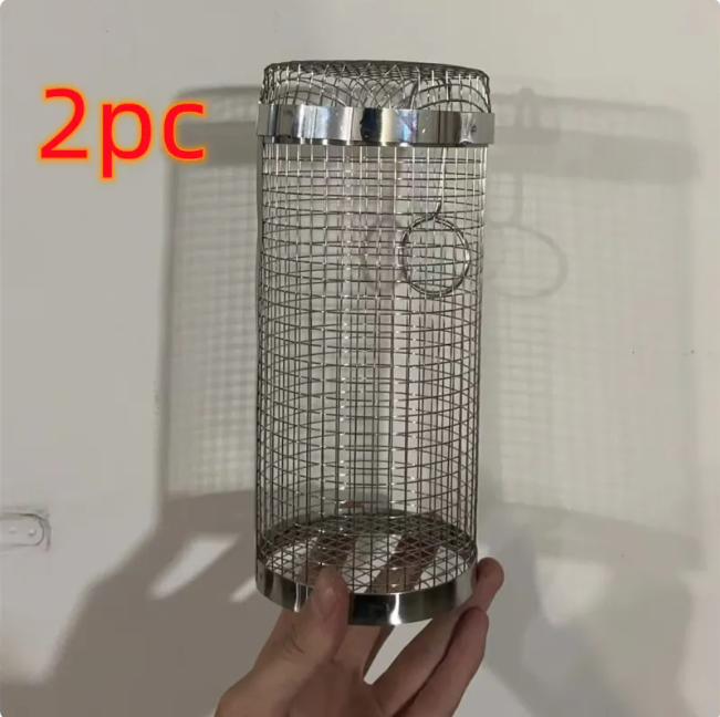 Rolling BBQ Grill Basket, Stainless Steel Mesh Cylinder Grilling Basket for Vegetables, Meatballs, Seafood & Small Foods — 20cm / 30cm, 1-6 Pack