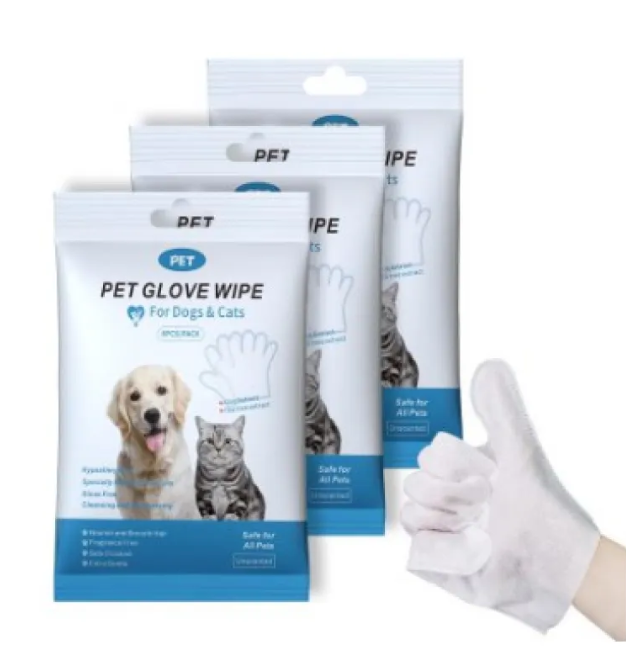 Pet Glove Wipes & Dental Finger Wipes for Cats & Dogs, Gentle No-Rinse Grooming Wipes for Coat, Paws & Teeth — 5/6 pc Packs