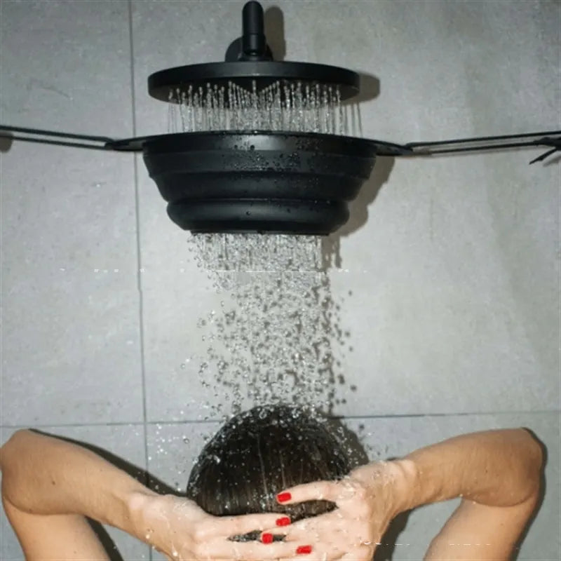 Ice Bath Shower Attachment, Collapsible Hanging Ice Basin for Cold-Plunge Showers — Fits Under the Shower Head You Already Have — Black