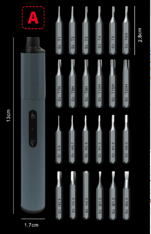 Cordless Electric Precision Screwdriver, Rechargeable Pen Driver with 24 S2 Torx, Hex & Slotted Bits for Phones, Laptops & Electronics Repair