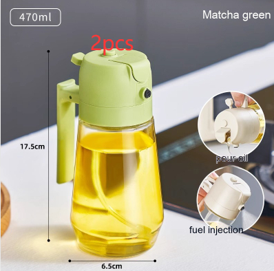 Versatile Olive Oil Sprayer Dispenser, 470ml Clear Glass Oil & Vinegar Spray Bottle for Cooking, Grilling, Baking — 4 Colors, 1 or 2 Pack