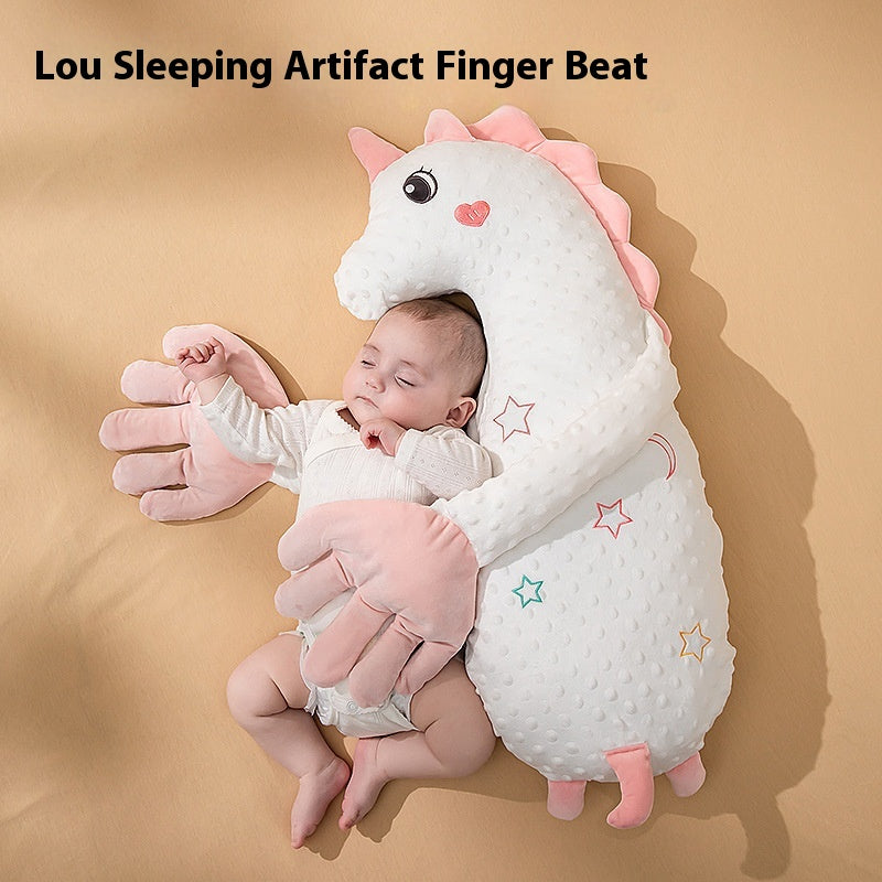 Baby Soothing Cuddle Pillow, Animal-Shape Plush Bolster with Padded Comfort Arm & Hand for Supervised Awake Time — Green Dinosaur