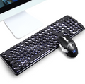 Wireless Gaming Keyboard & Mouse Set, Rechargeable Mechanical-Feel Keyboard with Ice-Blue Backlight & 2400DPI Mouse, Waterproof — Black / White