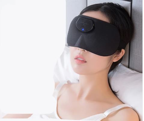 Smart Sleep Mask, 3D Contoured Blackout Sleep Goggles with Rechargeable Module, 2-Hour Quick Charge, 235x92mm — Black