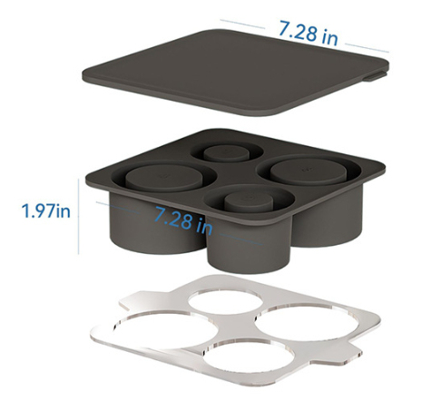 Cylindrical Ice Cube Mold for Tall Tumblers, 4-Grid Silicone Ice Cube Tray with Slow-Melt Cylinder Ice, Fits 30-40oz Tumblers, for Cocktails