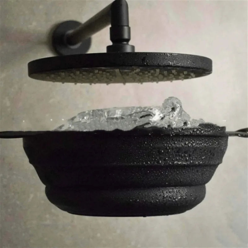 Ice Bath Shower Attachment, Collapsible Hanging Ice Basin for Cold-Plunge Showers — Fits Under the Shower Head You Already Have — Black