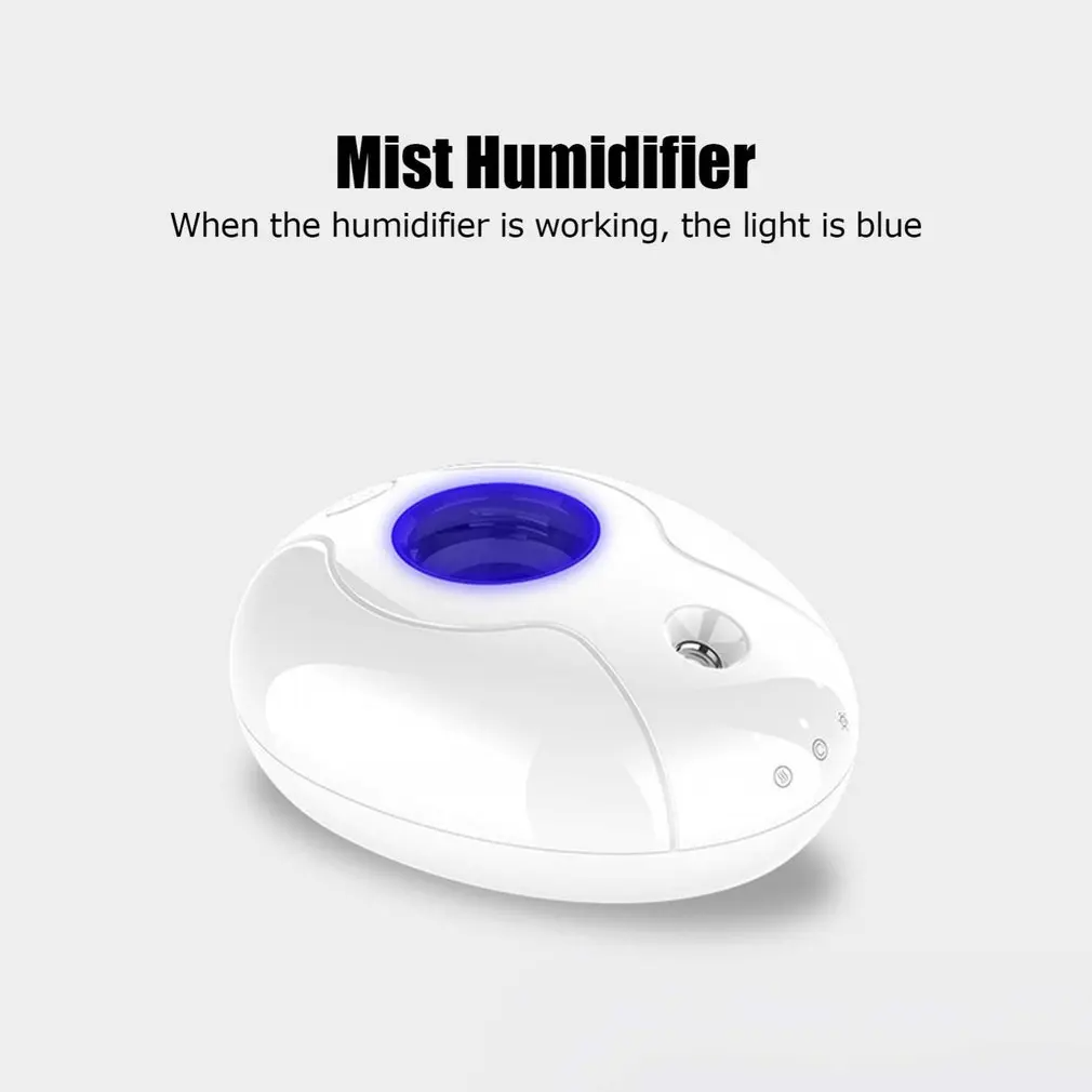 Water Bottle Cap Humidifier, Portable Mist Humidifier for Your Own Drinking Bottle — Continuous or Intermittent Spray, Blue Night Light