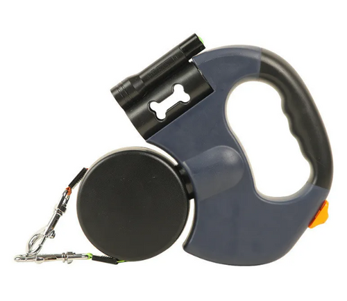 Auto Double Dog Leash, Retractable Dual-Head Telescopic Leash for Walking Two Dogs, Tangle-Free 3M Dog Lead with Ergonomic Grip — Black / Red / Grey