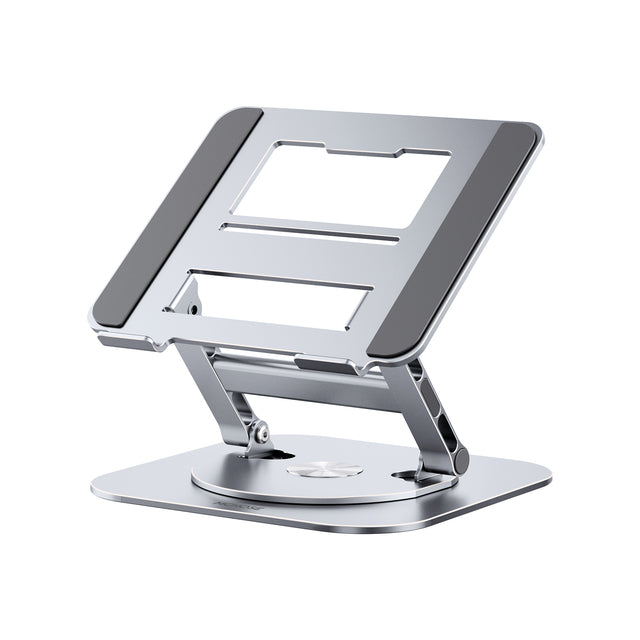 MCHOSE LS928 Adjustable Aluminum Laptop Stand, 360° Rotating Ergonomic Notebook & Tablet Holder, Foldable 1.185kg — Silver / White
