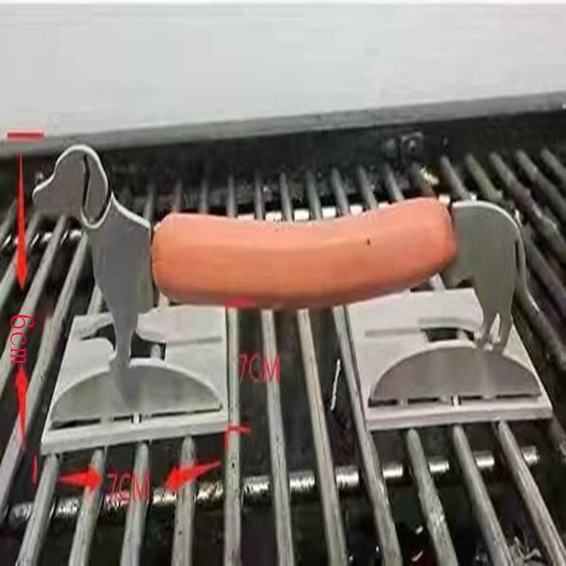 Stainless Steel Dachshund Hot Dog Roaster, Set of 2 Grill-Top Sausage Holder Stands for BBQ, Campfire & Party Grilling — 7cm