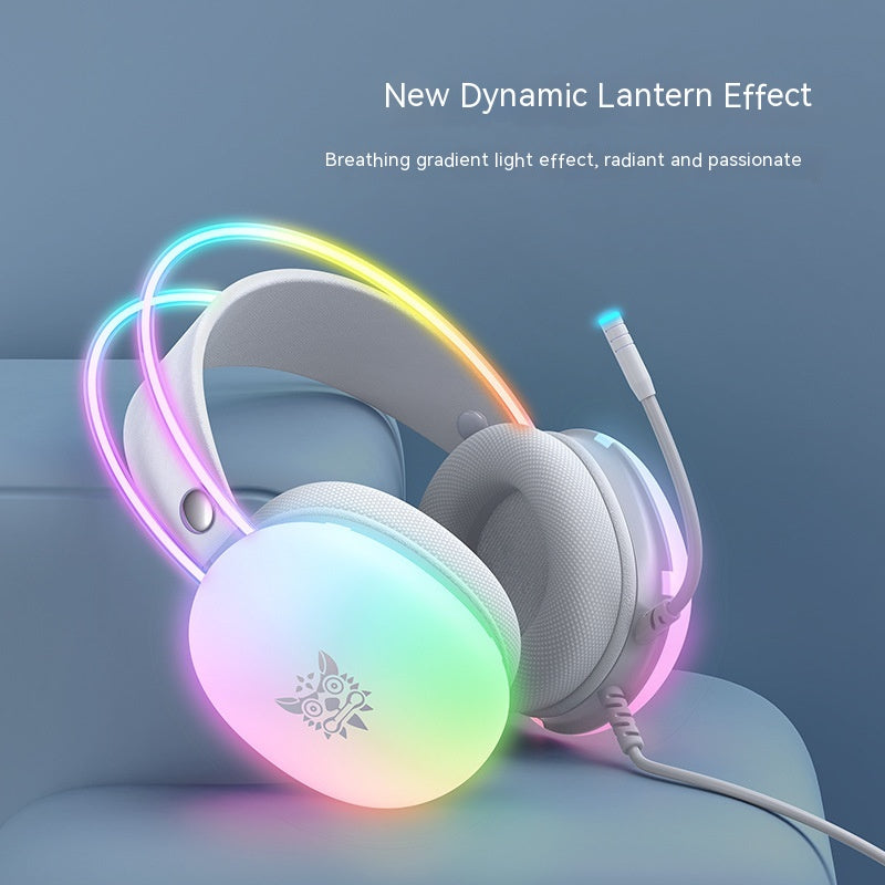 RGB Rainbow Gradient Gaming Headset with Microphone, Over-Ear Wired Headphones with LED Lighting & 3.5mm Braided Cable, for PC, PS4 & Xbox