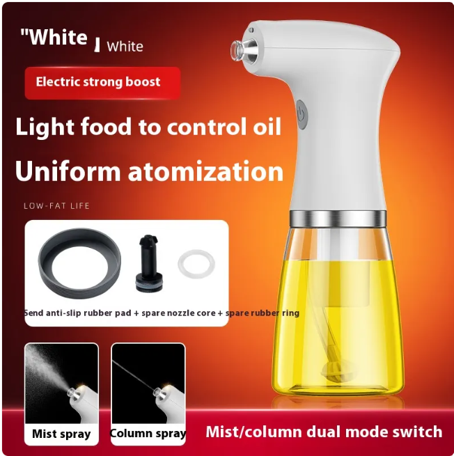 Electric Oil Sprayer for Cooking, USB Rechargeable Olive Oil Mister with One-Touch Fine Mist — Green / White
