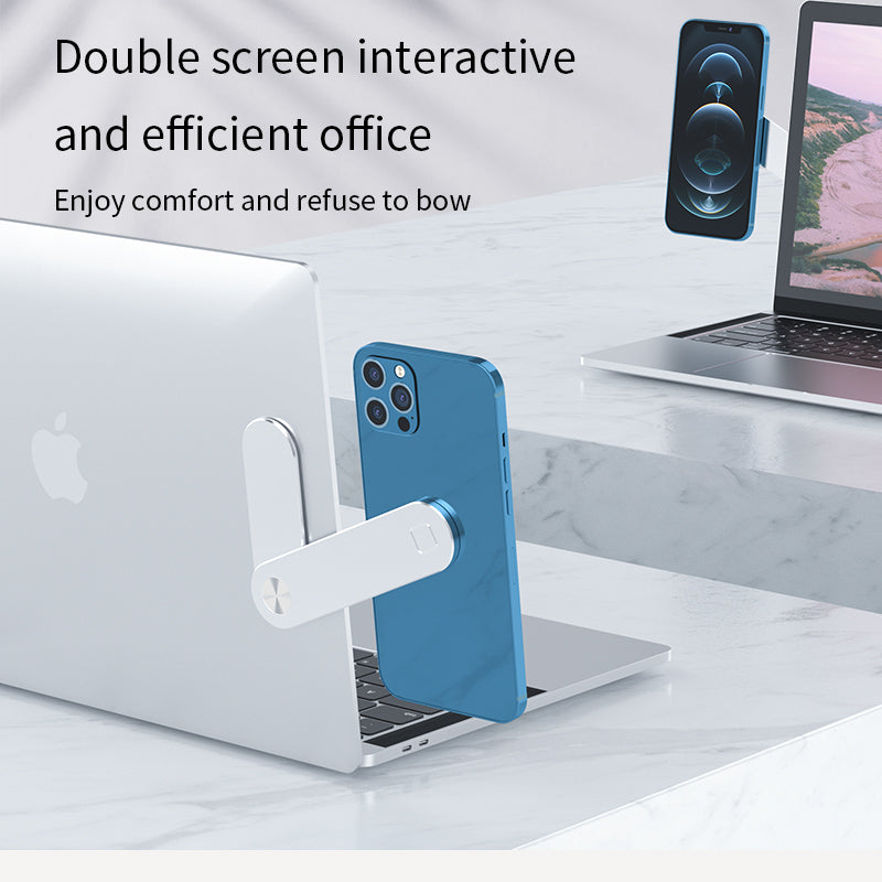 Portable Magnetic Extension Stand, Aluminum Alloy Laptop Side Mount for Phone & Tablet, Dual-Screen Setup — Blue / Rose Gold / Black / Silver