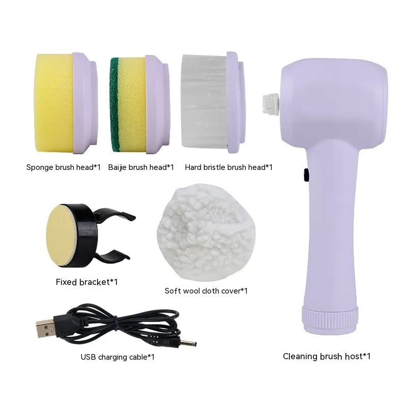 Electric Spin Scrubber, 4-in-1 Cordless Handheld Cleaning Brush with 360° Rotation & 4 Interchangeable Heads — Multipurpose