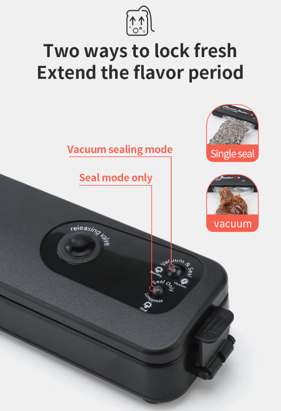Vacuum Sealer Machine for Food Preservation, Automatic One-Touch Food Saver with Seal Bags — with 15 or 50 Bags