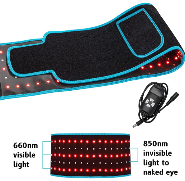 LED Infrared Belt Therapy Device, 105 LED Red & Infrared 660nm/850nm Heating Belt for Back, Waist, Shoulders & Neck — Black