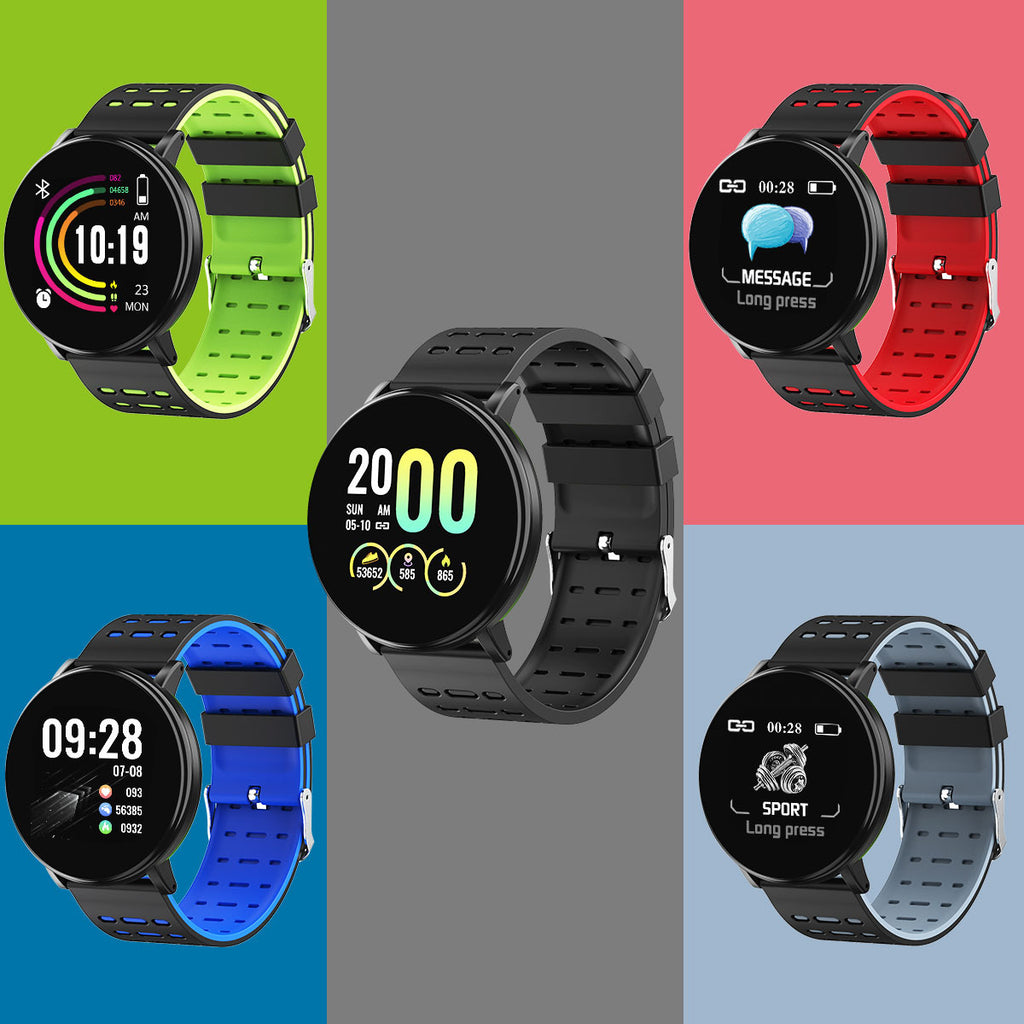 D19119plus Smart Fitness Bracelet, 1.3-Inch Touchscreen Activity Tracker with Step Counter & Sleep Monitor, USB Charging — Silicone Band