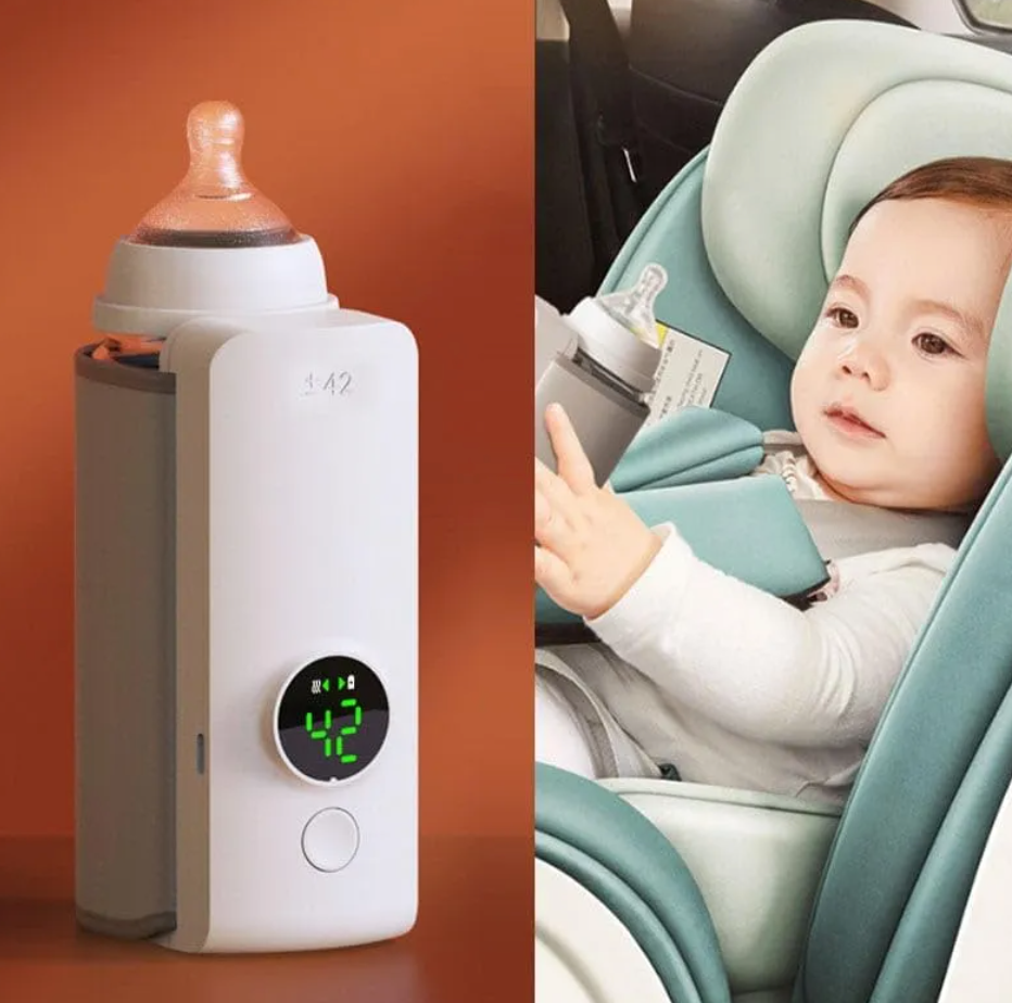 Portable Wireless Baby Bottle Warmer, USB Rechargeable Travel Milk Warmer with 42°C Constant or 37-55°C Adjustable Heating & Insulation Sleeve