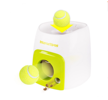 Dog Ball Launcher & Treat Dispenser, 2-in-1 Interactive Spring-Loaded Tennis Ball Fetch & Reward Toy for Dogs — 3 Colors