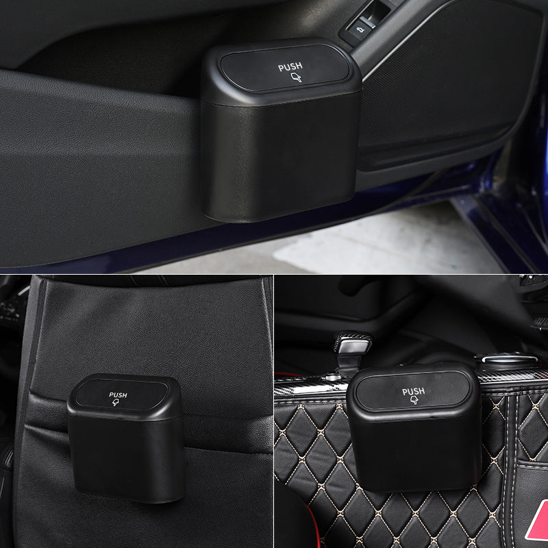 Car Door Hanging Trash Can, Mini Leakproof ABS Garbage Bin with Flip-Top Lid — Multiple Options