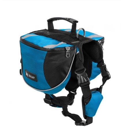 Dog Saddle Bag Backpack Harness, Adjustable Oxford Pet Vest with Zip Side Pockets, Top Handle & D-Ring — 8 Colours, S/M/L