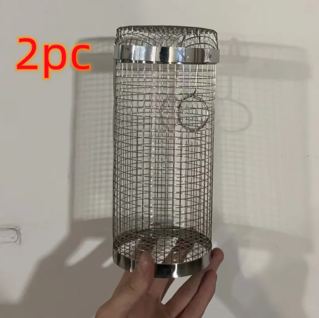 Rolling BBQ Grill Basket, Stainless Steel Mesh Cylinder Grilling Basket for Vegetables, Meatballs, Seafood & Small Foods — 20cm / 30cm, 1-6 Pack