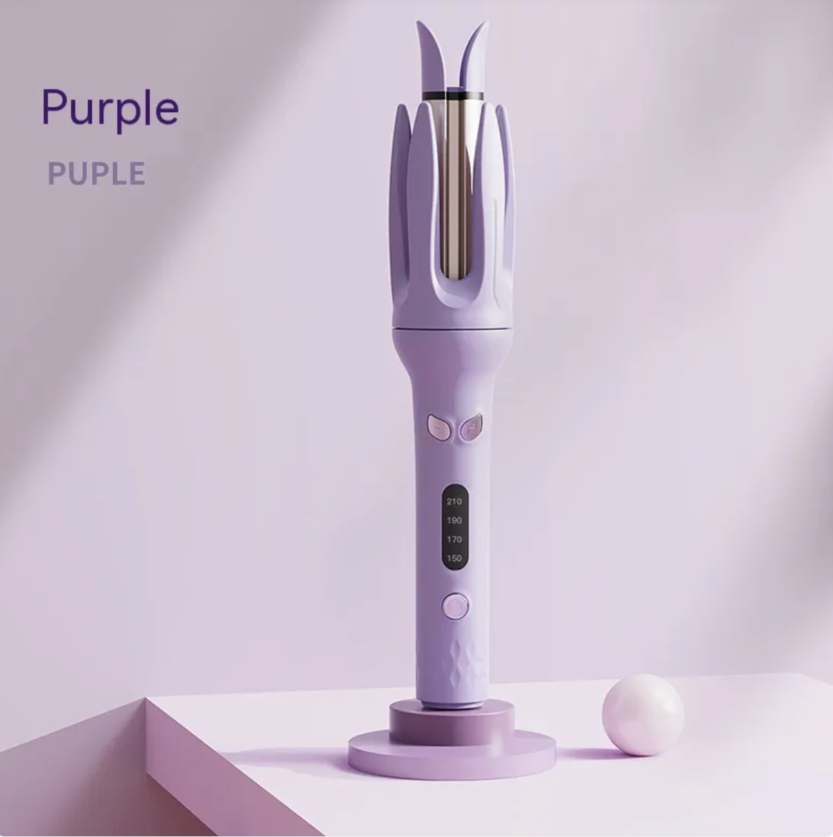 Full-Automatic Hair Curler, Electric Auto Hair Curling Iron for Large Soft Waves — Pink / Yellow / Purple