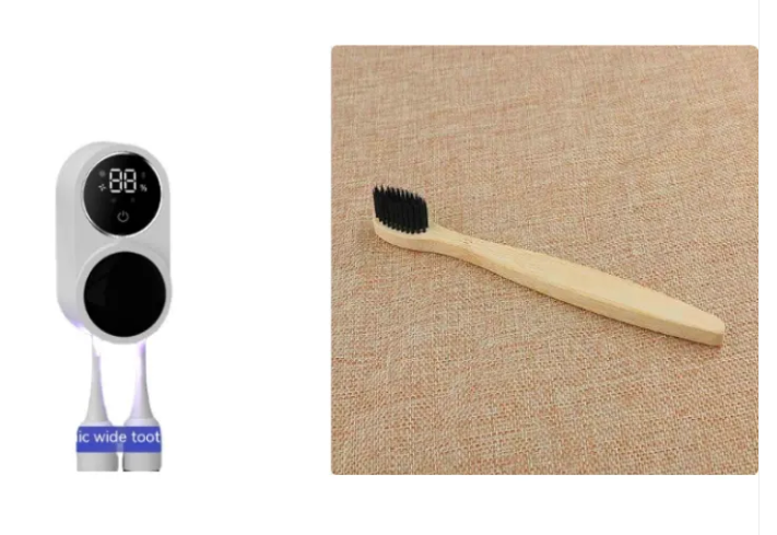 Automatic Toothbrush Sterilizer, USB-Powered UV Sanitizer with Wave/Touch Sensor Auto Open-Close — White