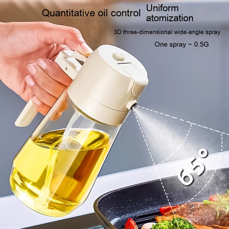 Versatile Olive Oil Sprayer Dispenser, 470ml Clear Glass Oil & Vinegar Spray Bottle for Cooking, Grilling, Baking — 4 Colors, 1 or 2 Pack