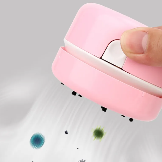 Mini Desktop Vacuum Cleaner, Portable Battery-Powered Handheld Desk Sweeper for Dust, Eraser Shavings & Crumbs — 4 Colors