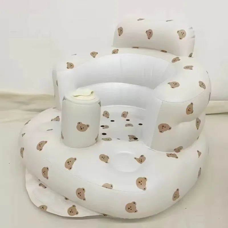 Inflatable Baby Chair for Dining & Bath, Portable PVC Baby Seat with Built-In Air Pump — Cute Designs