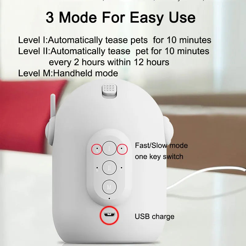 Automatic Cat Laser Toy, Interactive Laser Pointer for Indoor Cats with 3 Play Modes & Smart Timer, USB Rechargeable Hands-Free Cat Teaser — White