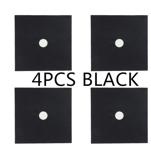 4-Pack Gas Stove Protector Cover Liners - Non-Stick Reusable Gas Range Top Burner Covers