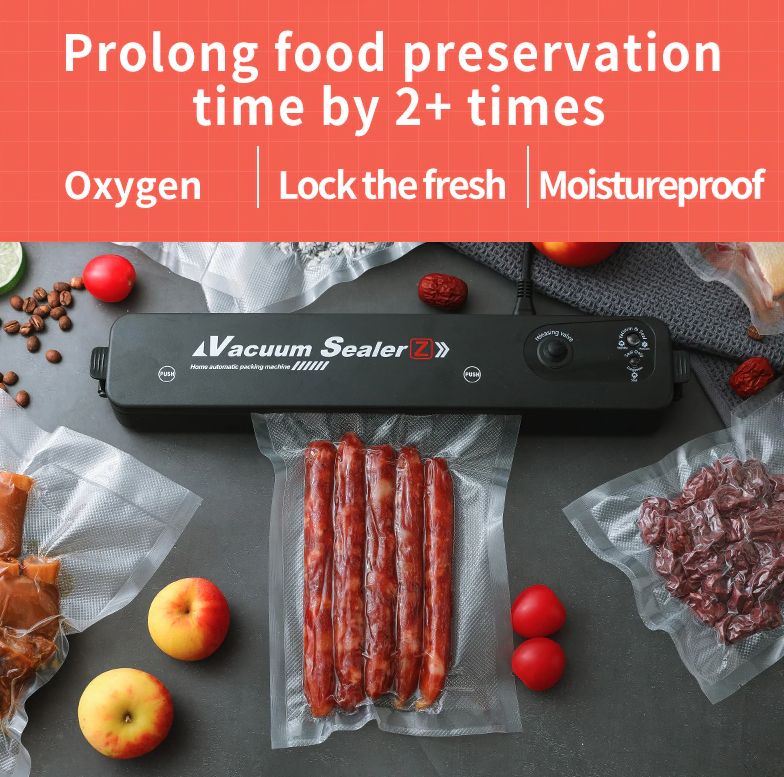 Vacuum Sealer Machine for Food Preservation, Automatic One-Touch Food Saver with Seal Bags — with 15 or 50 Bags