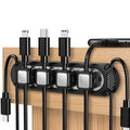 Dracool Magnetic Cable Holder, 6-Slot Cable Management Organizer, Desktop Cord Holder for USB, Power — Black